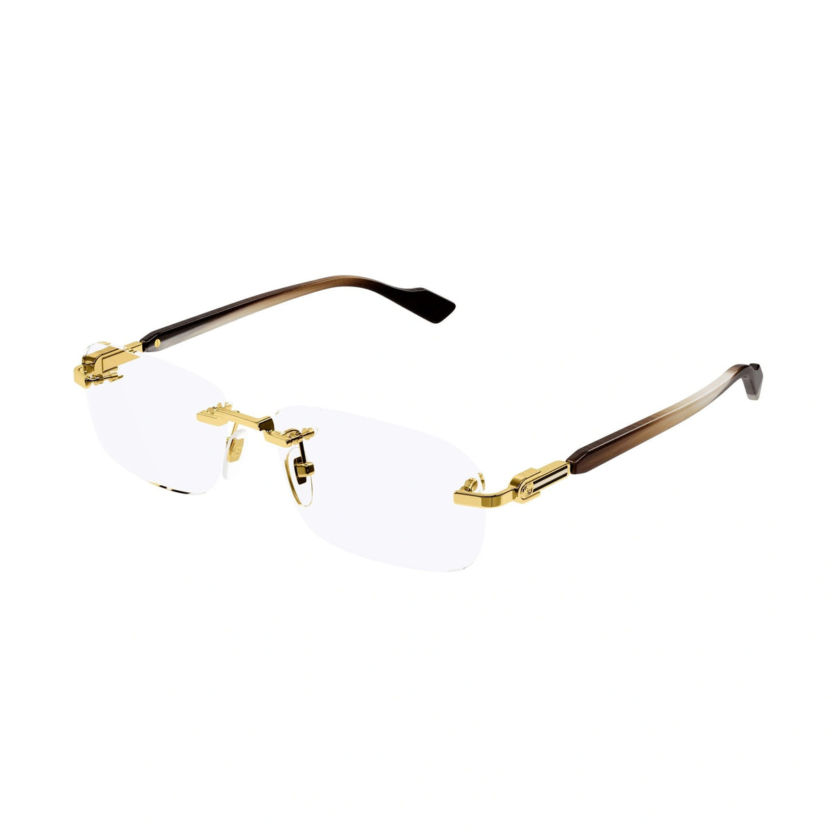 Gucci Eyeglasses GG1221O 002 56mm Gold-Brown Horn / Demo Lens