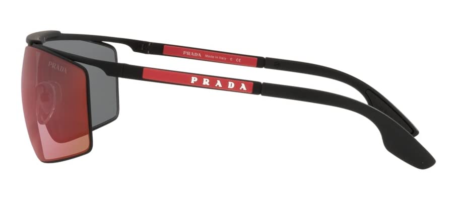 Prada Sunglasses PS51WS DG008F Black Rubber / Dark Grey Mirror Blue Red Lens