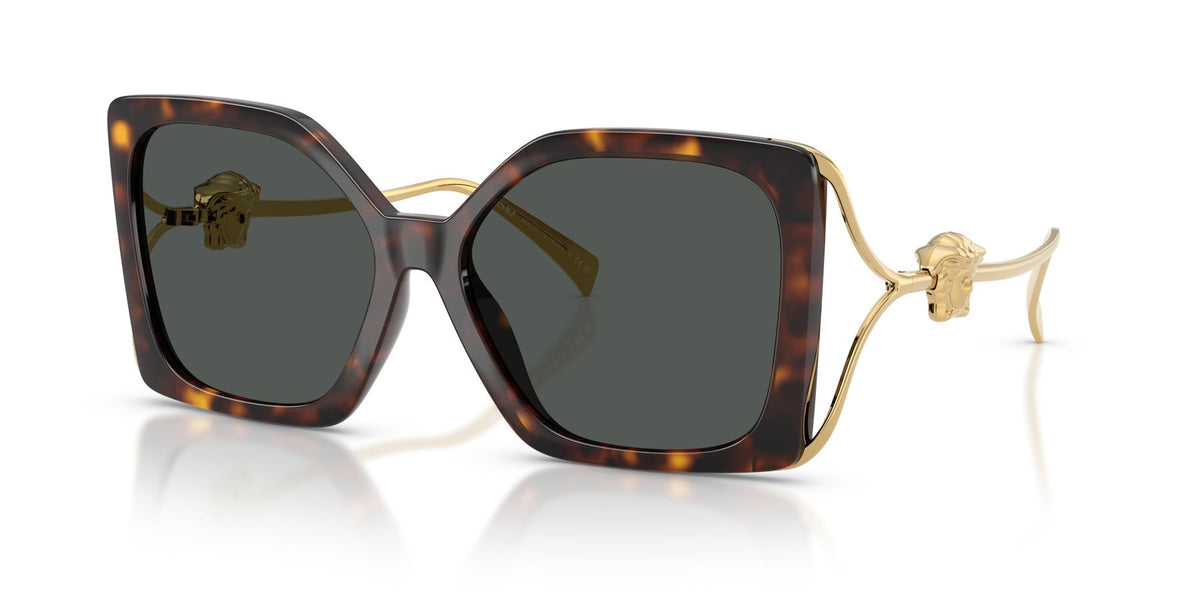 Versace VE4502U 108/87 Sunglasses 58mm Havana / Dark Grey Solid Lens