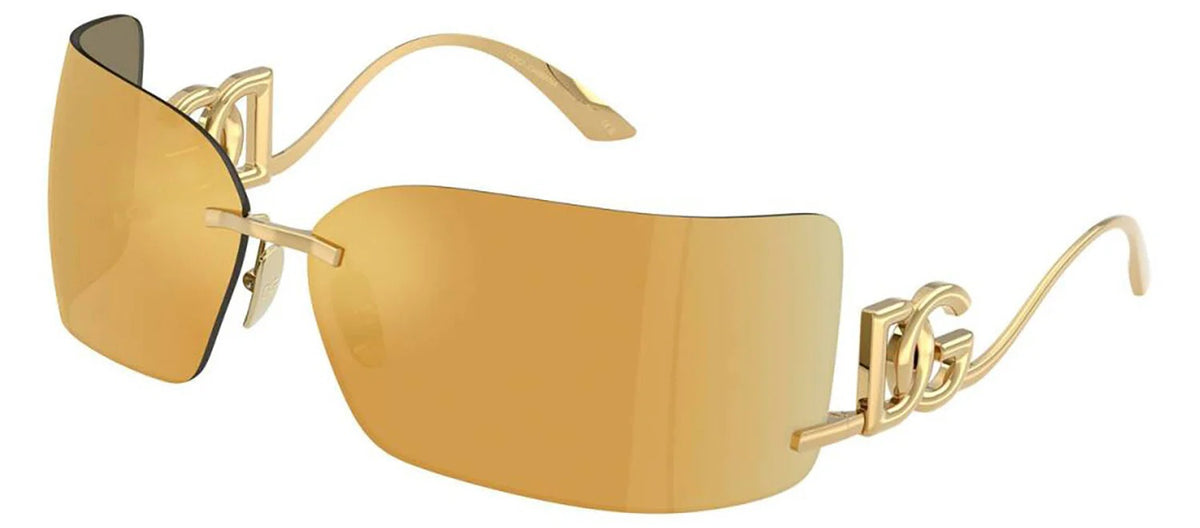 Dolce &amp; Gabbana Sunglasses DG2319 02/5A 79mm Gold / Brown Mirror Gold Lens