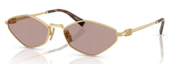 Miu Miu MU56ZS 5AK20I Oval Sunglasses 56mm Gold / Light Purple Brown Lens