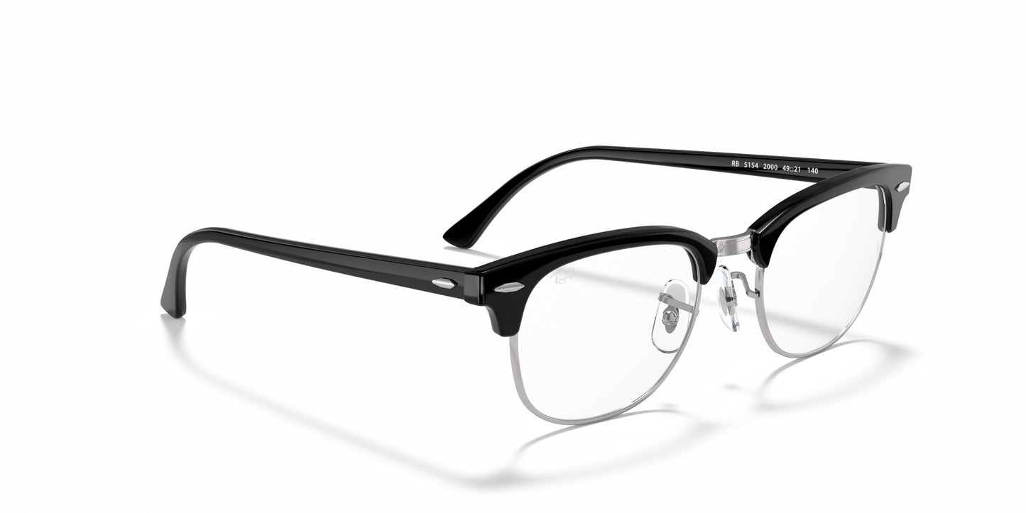 Ray-Ban RX 5154 2000 Clubmaster Eyeglasses 51mm Shiny Black / Clear Demo Lens