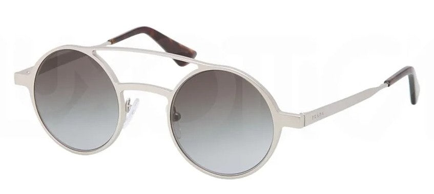 Prada Portrait Vintage Sunglasses PR69OS 1AP1G2 45mm Matte Silver / Green Lens