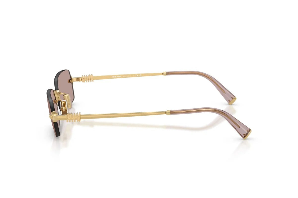 Miu Miu MU B50S 5AK20I Rectangle Sunglasses 52mm Gold / Light Purple Brown Lens