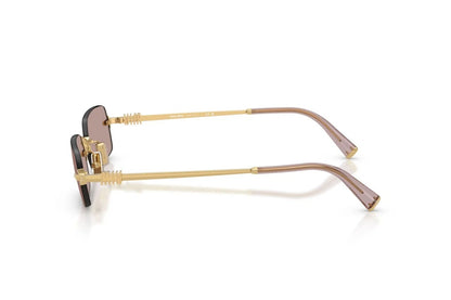 Miu Miu MU B50S 5AK20I Rectangle Sunglasses 52mm Gold / Light Purple Brown Lens