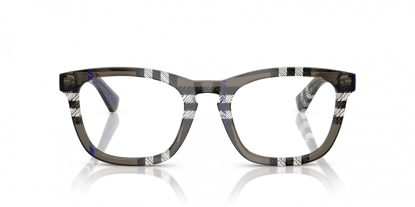 Burberry BE2417 4147 Square Eyeglasses 51mm Check Lichen / Clear Demo Lens