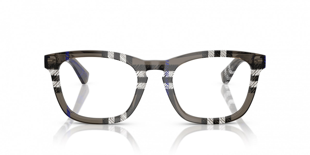Burberry BE2417 4147 Square Eyeglasses 51mm Check Lichen / Clear Demo Lens