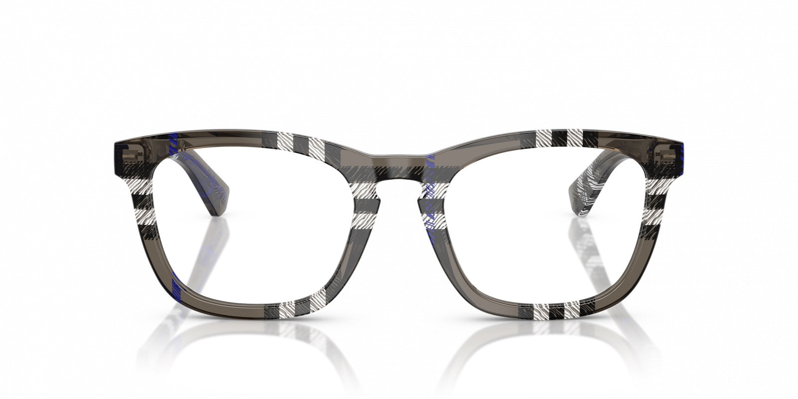 Burberry BE2417 4147 Square Eyeglasses 51mm Check Lichen / Clear Demo Lens