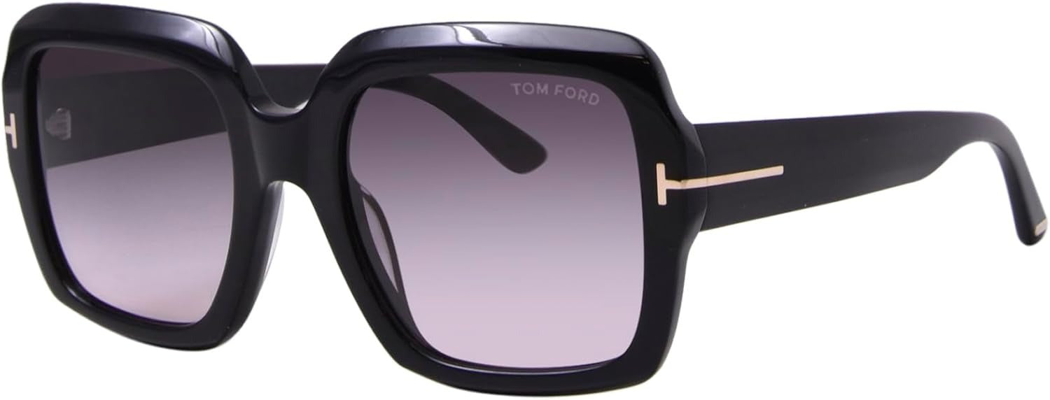 Tom Ford Kaya Sunglasses FT1082 01B 54mm Shiny Black / Gradient Smoke Lens