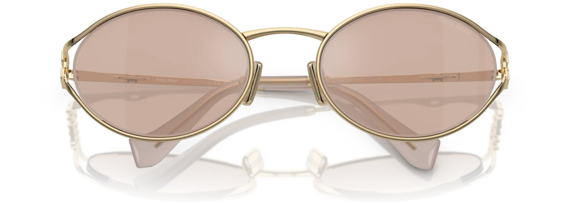 Miu Miu Sunglasses MU 52YS ZVN20F 54mm Pale Gold / Pink Mirror Silver Lens