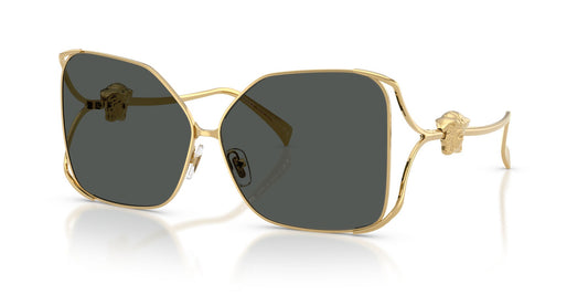 Versace VE2288 100287 Sunglasses 62mm Gold / Dark Grey Solid Lens