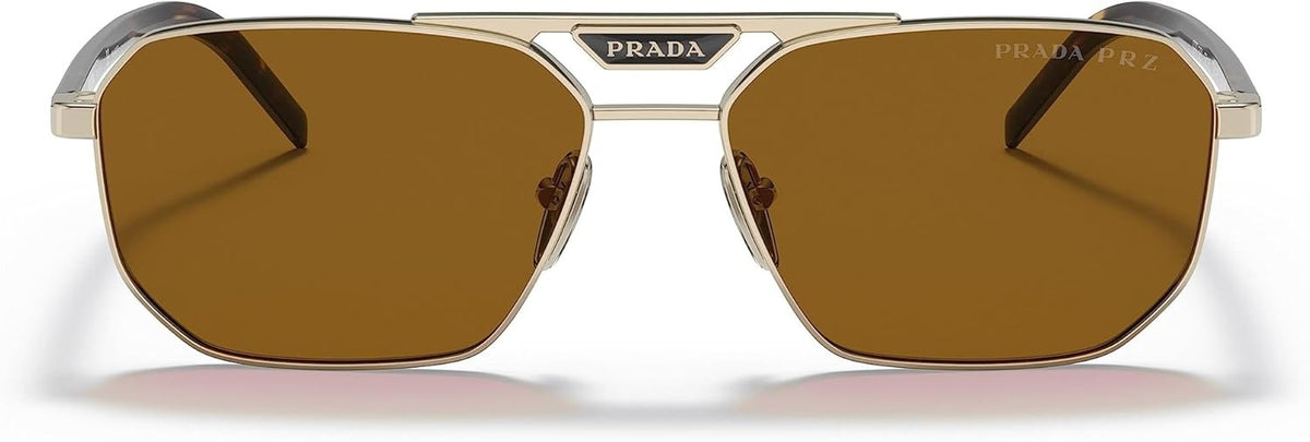 Prada Sunglasses PR58YS ZVN5Y1 57mm Pale Gold / Polarized Brown Lens