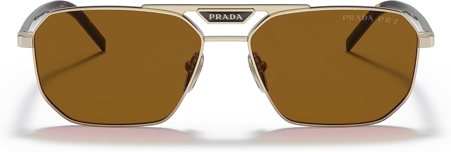 Prada Sunglasses PR58YS ZVN5Y1 57mm Pale Gold / Polarized Brown Lens