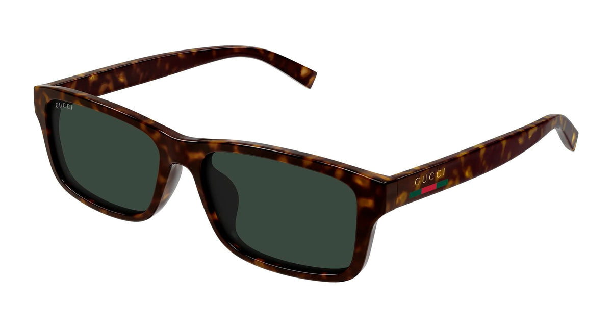 Gucci GG1986SA 002 Rectangle Sunglasses 57mm Havana / Green Lens