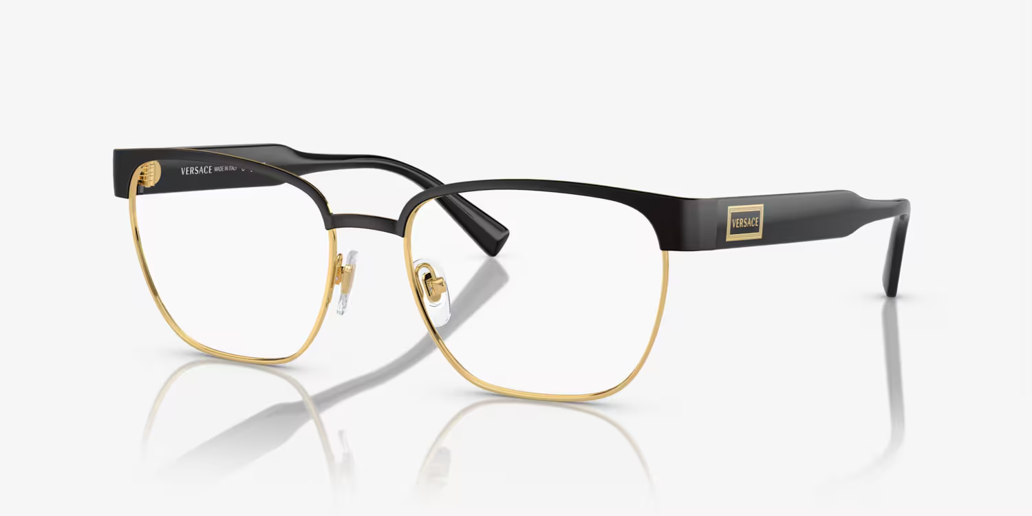 Versace VE1264 1436 Eyeglasses 54mm Black Gold / Clear Demo Lens