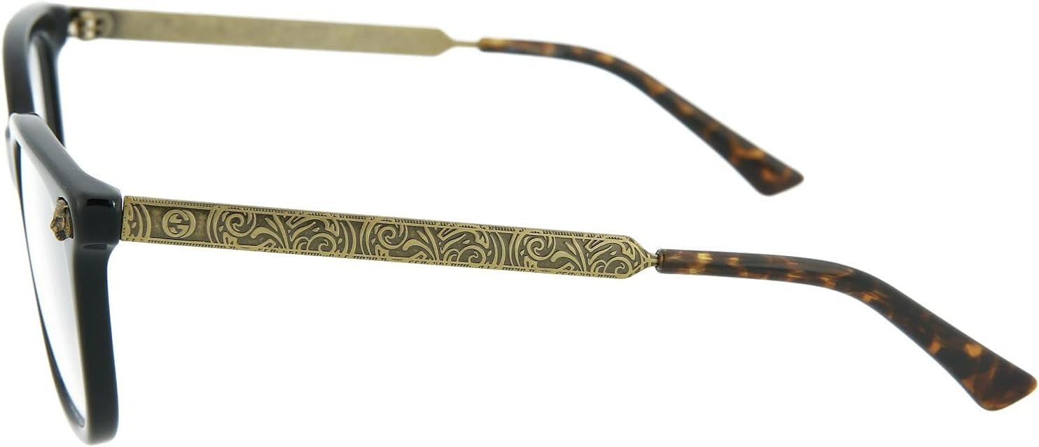 Gucci GG0218O 001 Square Eyeglasses 51mm Black Gold / Clear Demo Lens