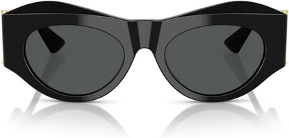 Versace VE4477U GB1/87 Oval Sunglasses 52mm Black / Dark Grey Lens