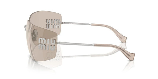 Miu Miu MU54YS 1BC10F Sunglasses Silver / Ivory Mirror Lens