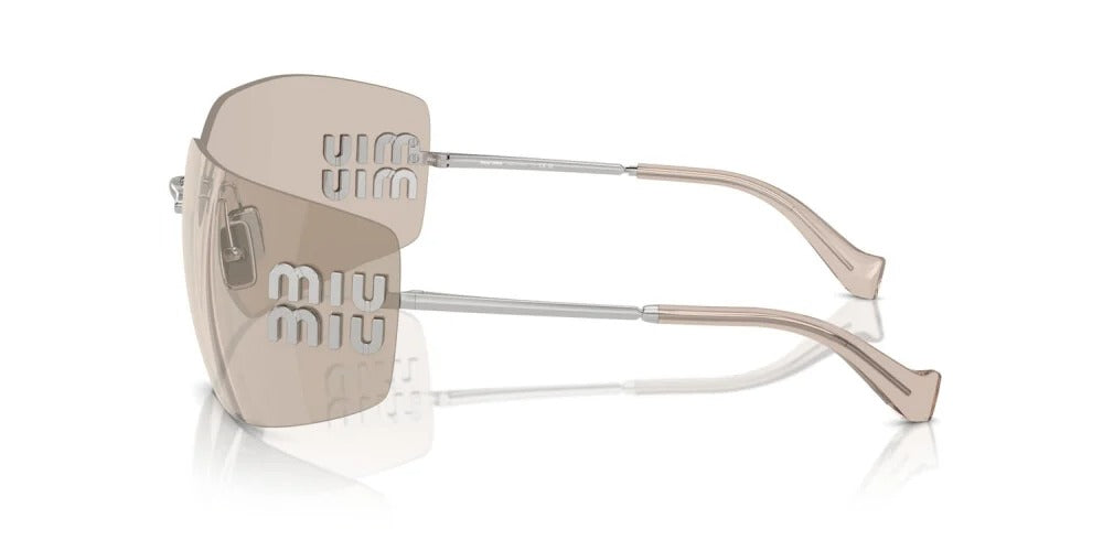 Miu Miu MU54YS 1BC10F Sunglasses Silver / Ivory Mirror Lens