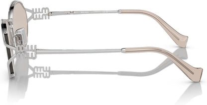 Miu Miu MU52YS 1BC10F Oval Sunglasses 54mm Silver / Pale Gold Lens