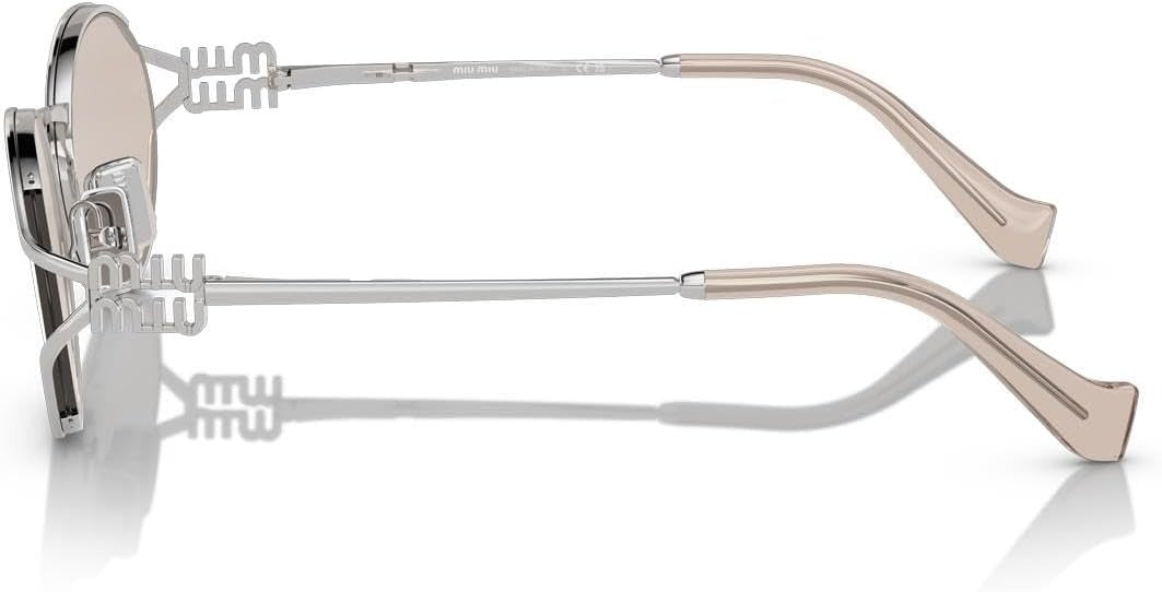 Miu Miu MU52YS 1BC10F Oval Sunglasses 54mm Silver / Pale Gold Lens