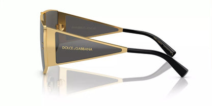 Dolce & Gabbana Sunglasses DG2305 02-87 44mm Gold / Dark Grey Lens