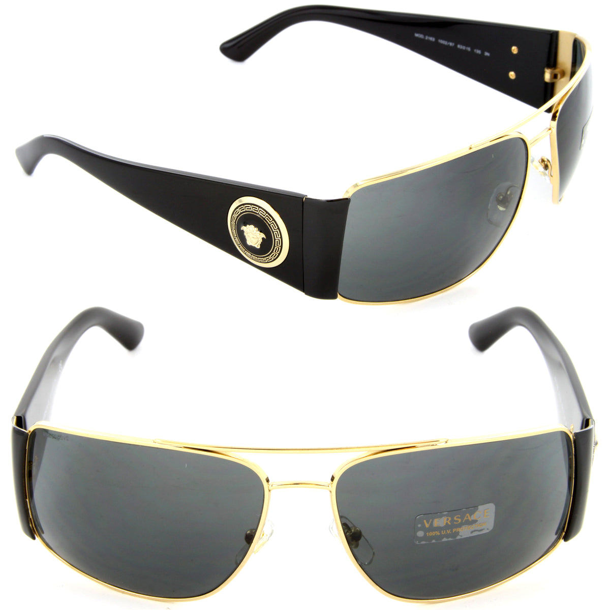 Versace VE2163 1002/87 Aviator Sunglasses Gold / Grey Lens