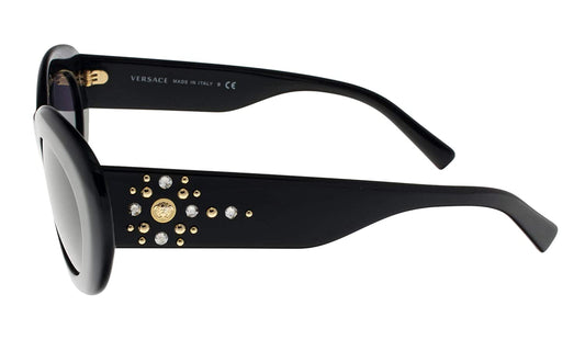 Versace VE4355B-GB1/1A 52mm Oval Sunglasses Black / Violet Lens