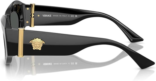 Versace VE4477U GB1/87 Oval Sunglasses 52mm Black / Dark Grey Lens