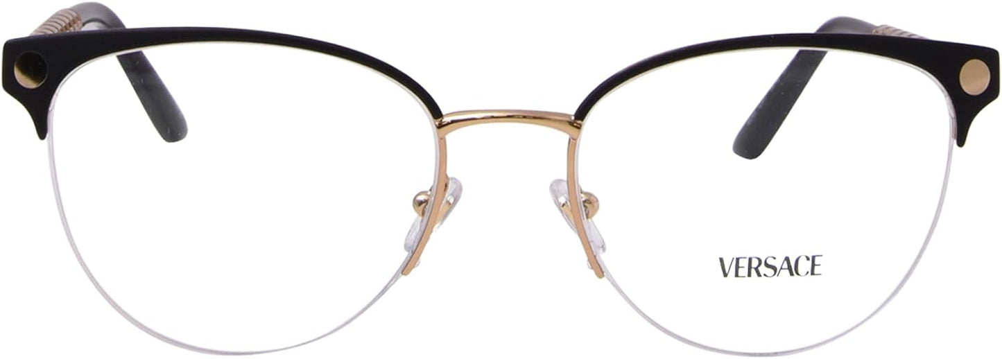 Versace VE1297 1516 Oval Eyeglasses 53mm Gold-Black / Clear Demo Lens