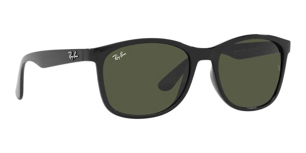 Ray-Ban RB4374 601/31 Sunglasses 56mm Black / Green Solid Lens