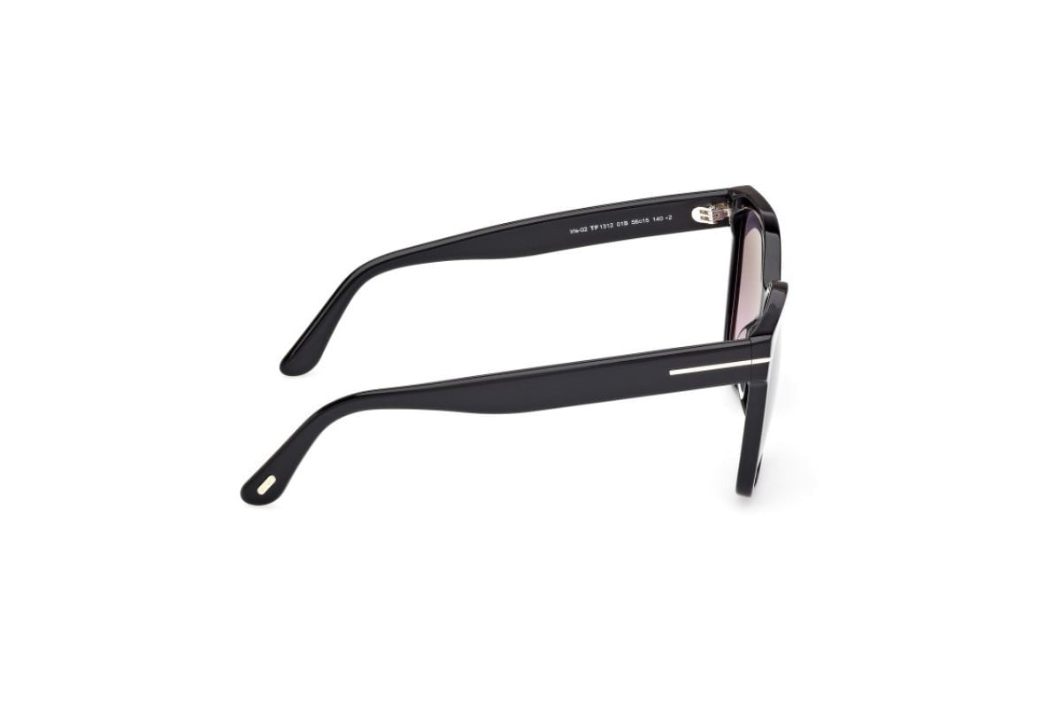 Tom Ford Iris Sunglasses FT 1312 01B 56mm Shiny Black / Fumo Gradient Lens