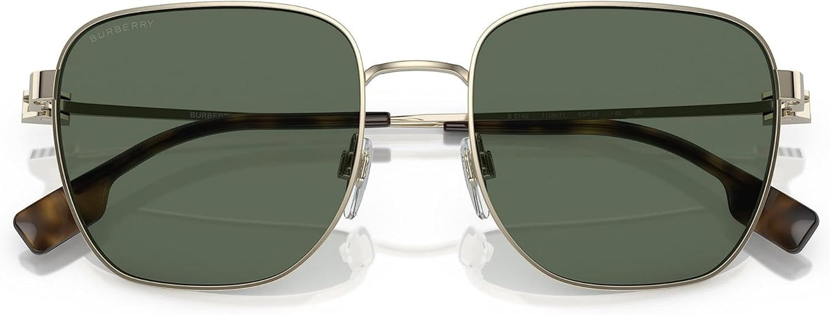 Burberry Drew Sunglasses BE3142 110971 55mm Light Gold / Green Lens