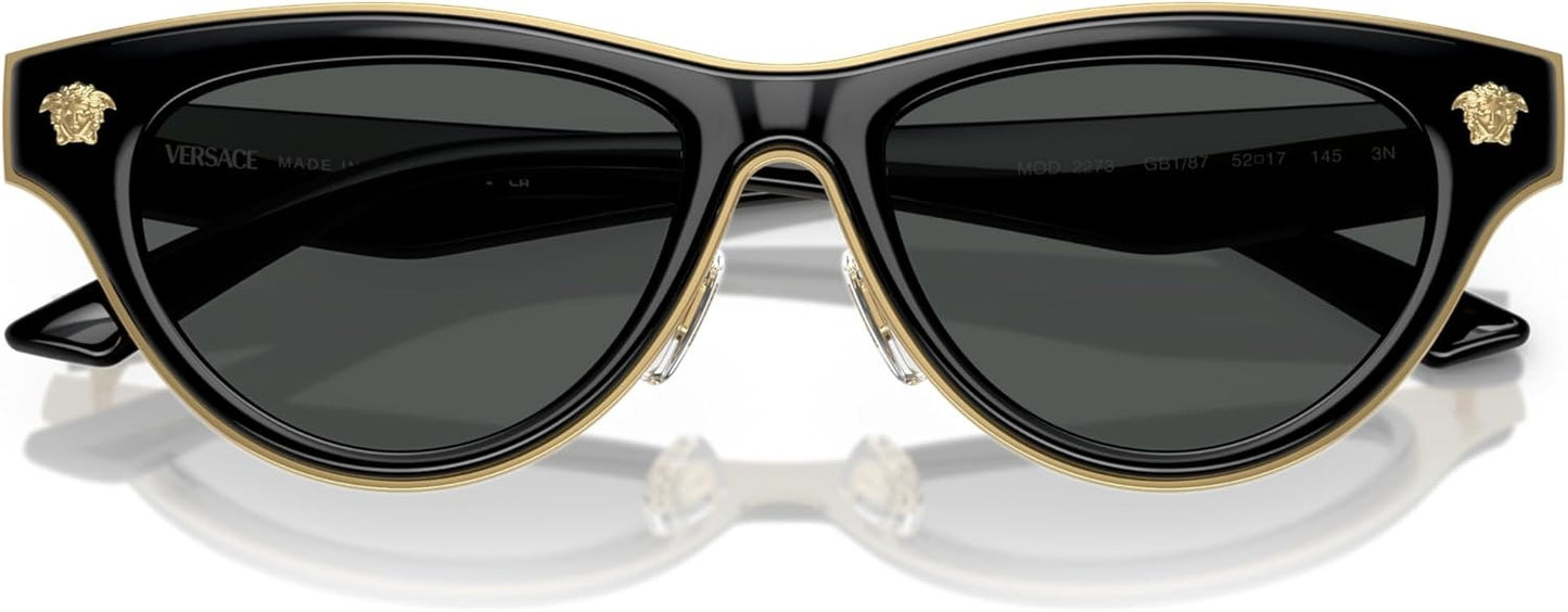 Versace VE2273 GB1/87 Sunglasses 52mm Black / Dark Grey Solid Lens