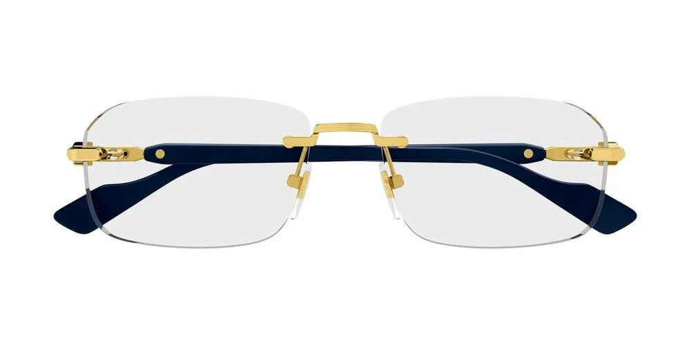 Gucci GG1221O 004 Eyeglasses 56mm Gold-Blue / Demo Lens