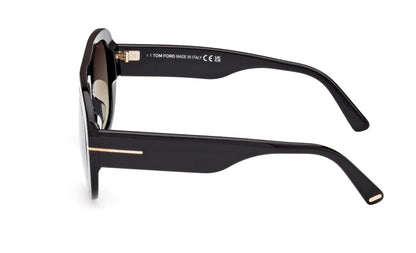 Tom Ford Cecil FT1078S 01G Sunglasses 55mm Black / Brown Mirror Lens