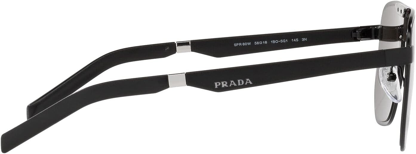 Prada PR60WS 1BO5G1 Piot Sunglasses 58mm Matte Black / Brown Lens