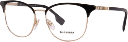 Burberry BE1355 1109 Eyeglasses 52mm Light Gold Black / Clear Demo Lens