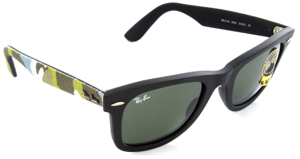 Ray-Ban RB2140 6065 Sunglasses 50mm Black-Camoflauge / Grey Green G15 Lens