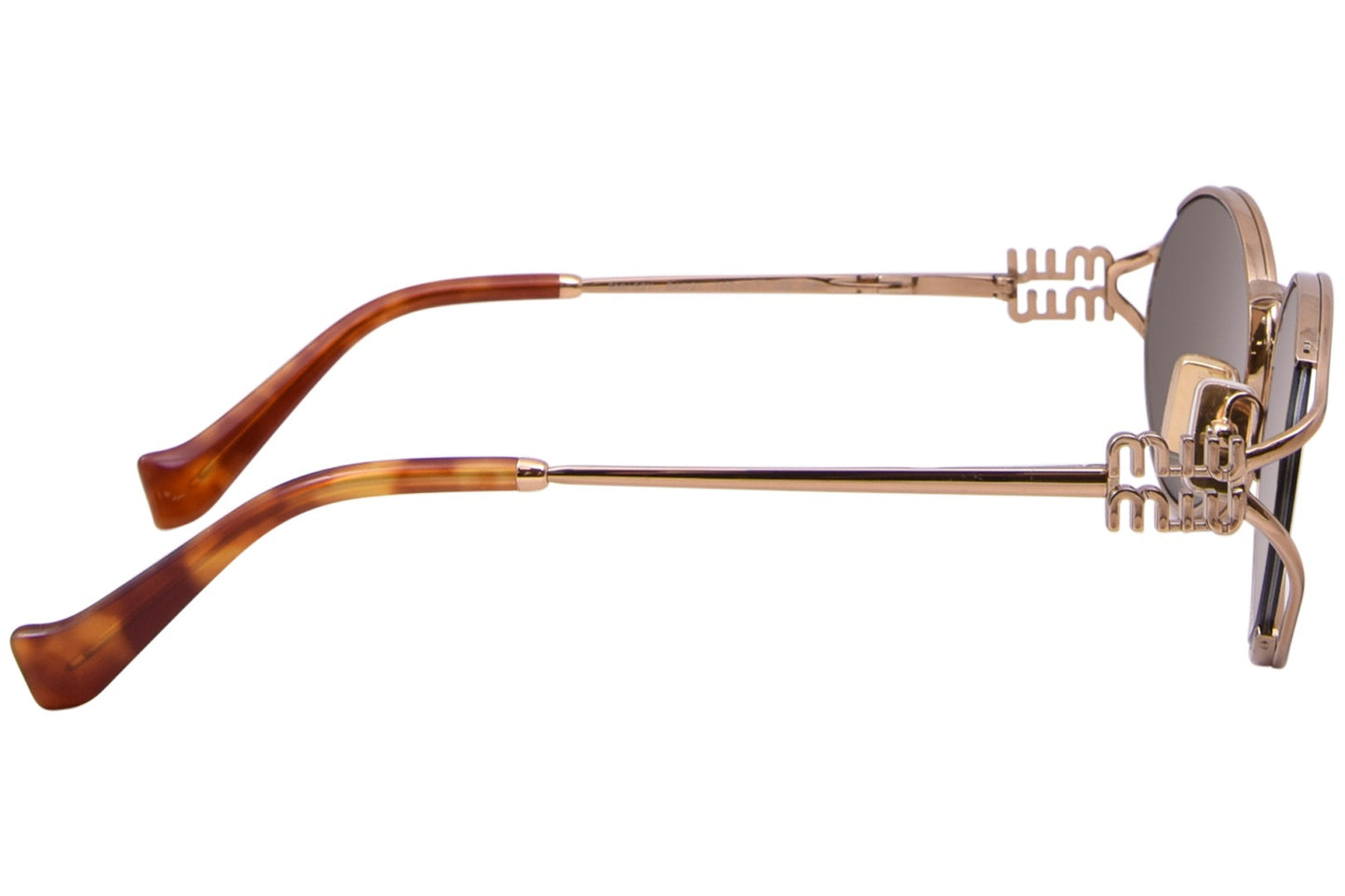 Miu Miu MU52YS 7OE01T Sunglasses 54mm Brass Gold / Dark Brown Lens