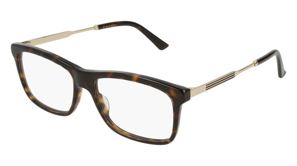 Gucci GG0302O 002 Eyeglasses 54mm Havana-Gold / Clear Demo Lens