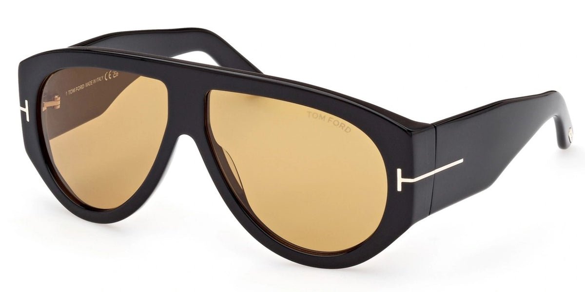 Tom Ford Bronson Sunglasses FT1044S 01E 60mm Shiny Black / Brown Lens