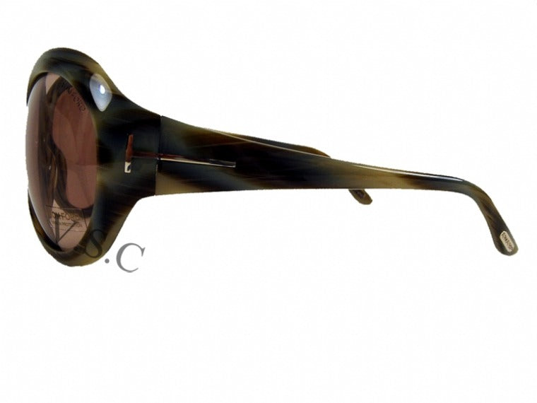 Tom Ford Anna Sunglasses TF64 559 64mm Green Horn / Grey Green Lens (VINTAGE)