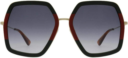 Gucci Sunglasses GG0106S-007 56mm Green Red Gold / Grey Gradient Lens - image 2