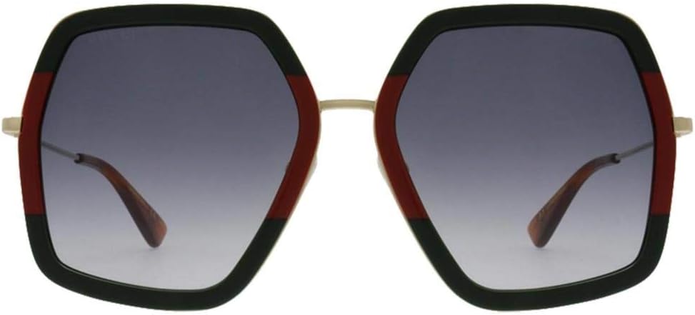 Gucci Sunglasses GG0106S-007 56mm Green Red Gold / Grey Gradient Lens - image 2