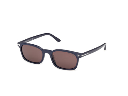 Tom Ford Miles FT1300 90E Rectangle Sunglasses 53mm Dark Blue / Red Lens
