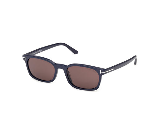 Tom Ford Miles FT1300 90E Rectangle Sunglasses 53mm Dark Blue / Red Lens