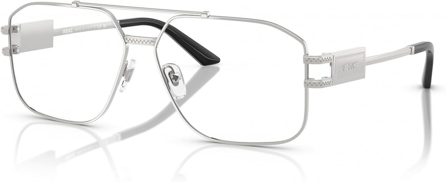 Versace VE1302 1000 Pilot Eyeglasses 57mm Silver / Demo Lens