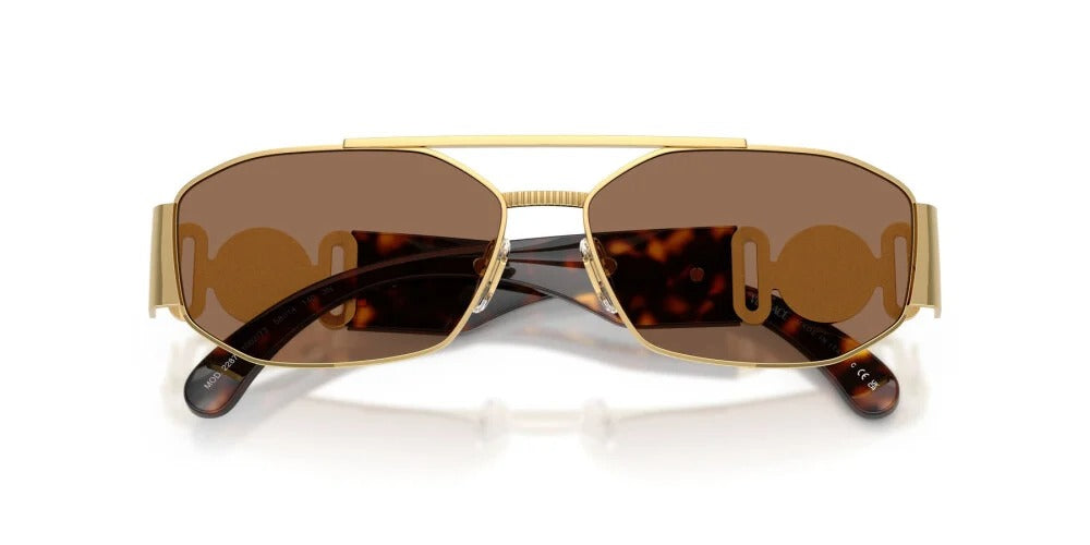 Versace VE2287 100273 Sunglasses 58mm Gold Havana / Dark Brown Lens