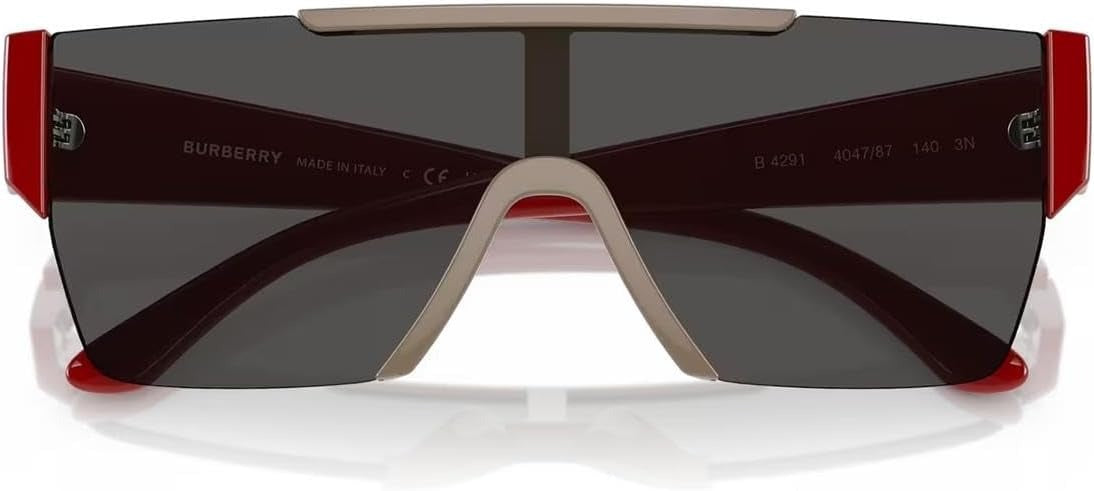 Burberry BE4291 404787 Shield Sunglasses Beige Red / Dark Grey Solid Lens